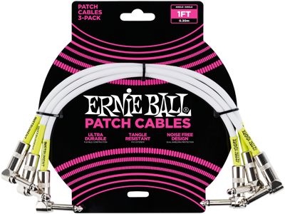 Ernie Ball EB6055 Patchkabel 30cm gewinkelt/gewinkelt 3er Pack weiß