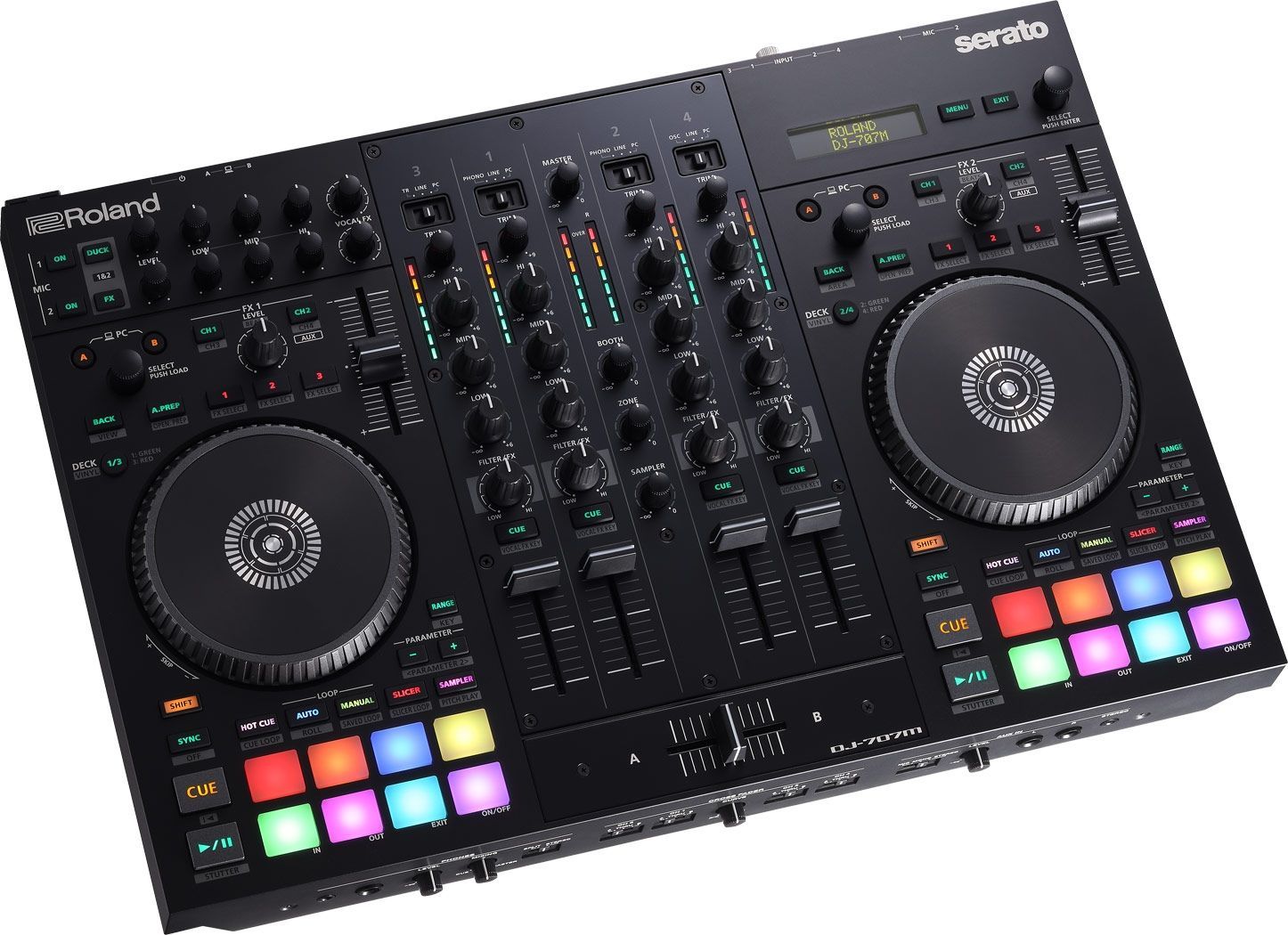 Roland DJ-707M  4-Kanal DJ Controller für Serato DJ Pro mit vier Decks