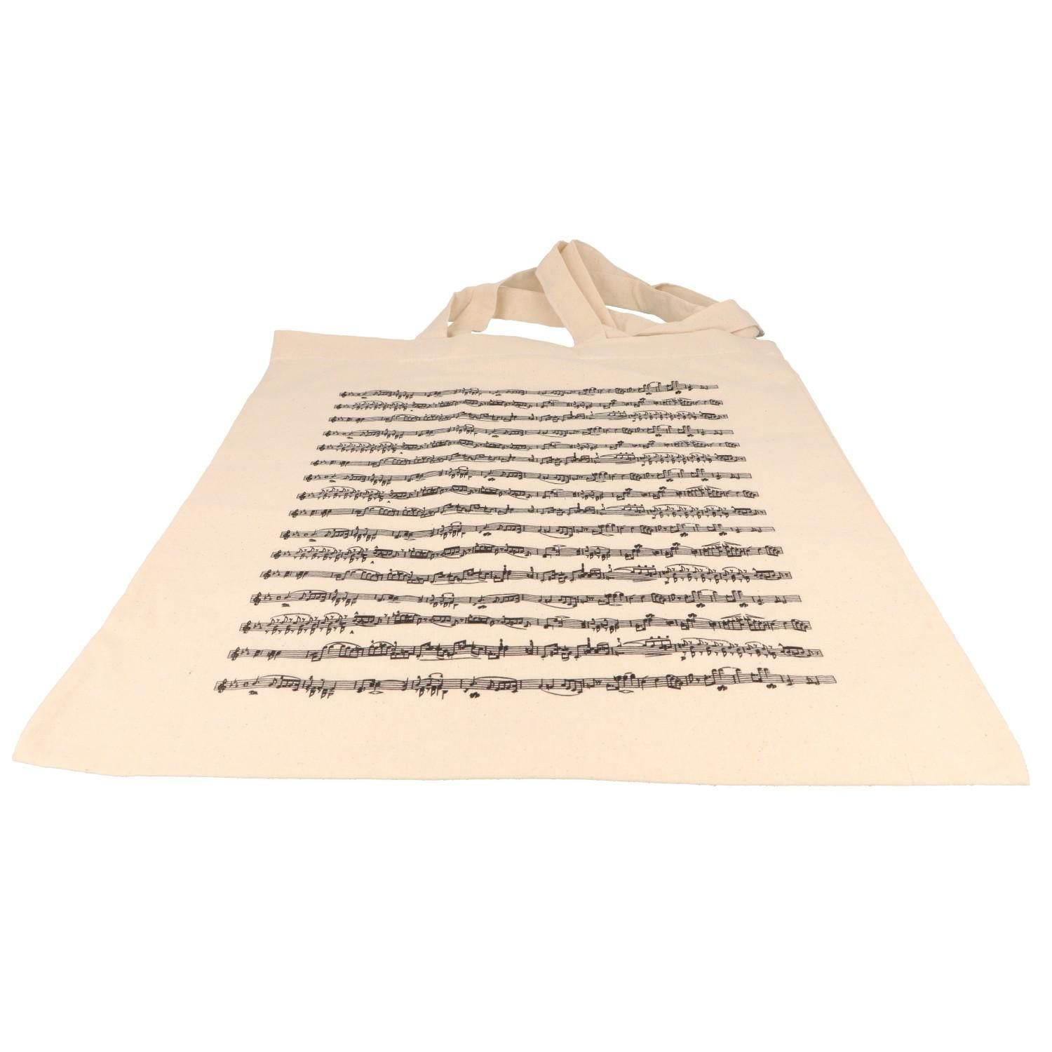 Tragtasche natur Henkeltasche lange Henkel mit Notenlinien Notenmotiv 34 x 40 cm