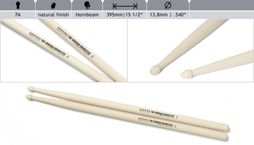 Rohema 7A Classic Weißbuche Drumsticks 613251