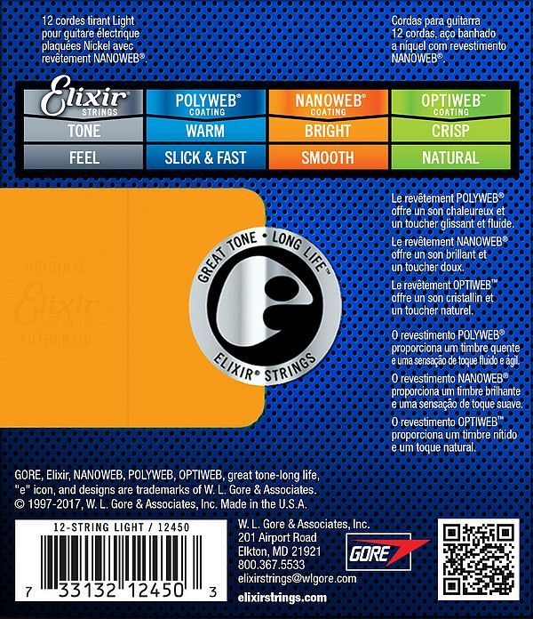 Elixir E-Gitarren 12-String Saiten Nanoweb 10-46