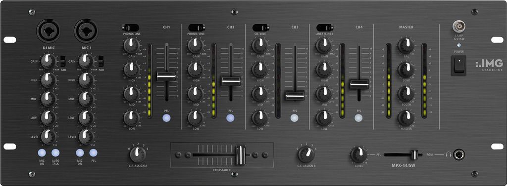 IMG Stage Line MPX-44/SW 19" 6-Kanal DJ-Mixer 