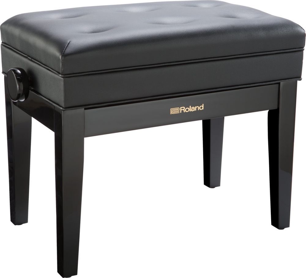 Klavierbank mit Notenfach, schwarz matt Sitz Vinyl schwarz. Pianobank