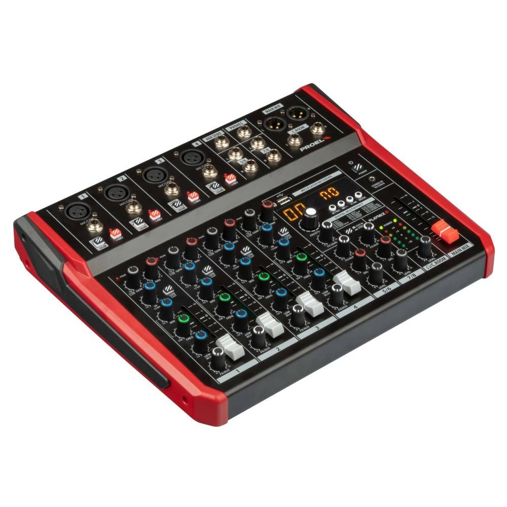 Proel PLAYMIX 8 Mixer mit Multieffekt, MP3-Player und Bluetooth