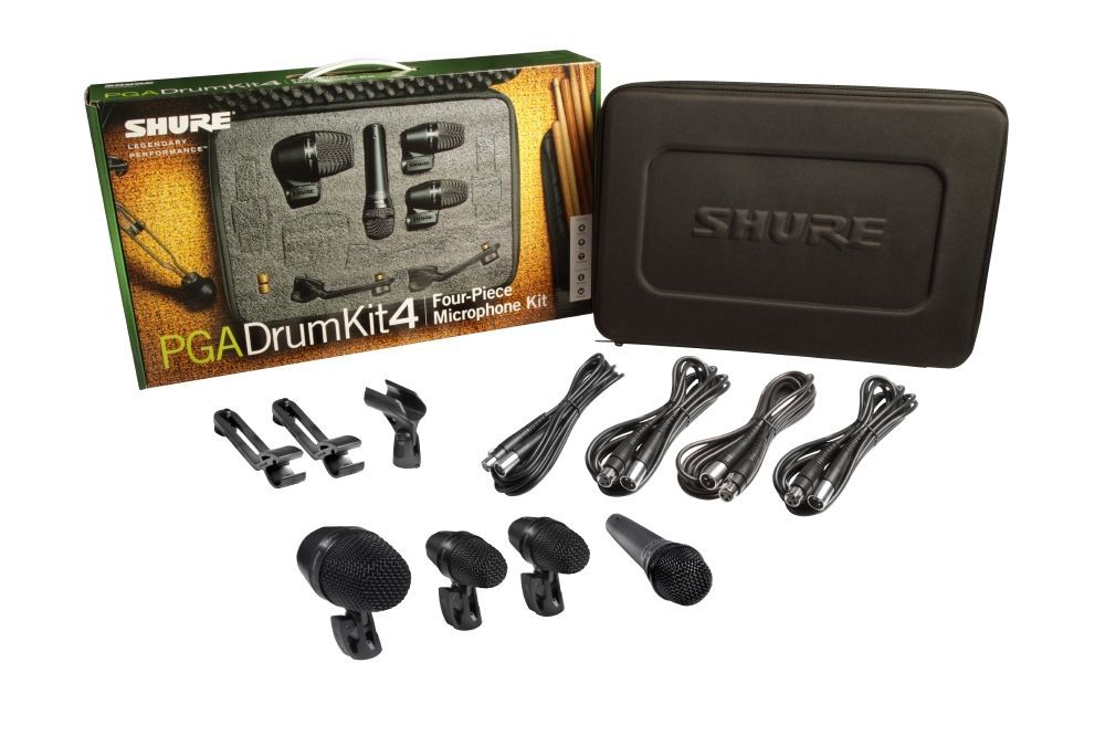 Shure PGA Drumkit 4 Drum Mikrofon Set inkl. Koffer, Mikrofonkabel und Tom-Halter