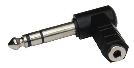 Winkeladapter Miniklinkenbuchse 3,5 mm, stereo auf Klinkenstecker 6,3 mm, stereo
