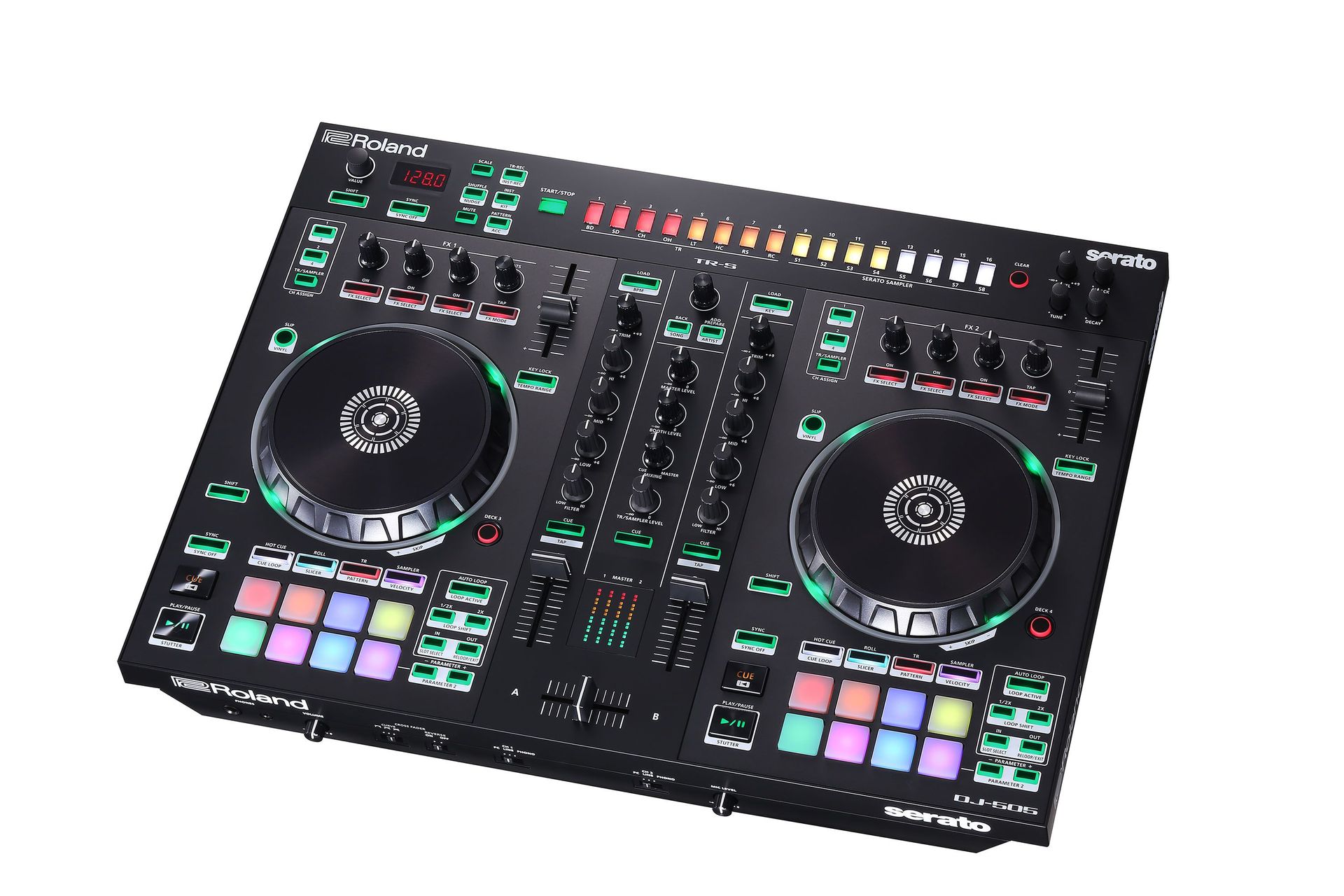 Roland DJ-505  2-Kanal DJ Controller für Serato DJ mit vier Decks