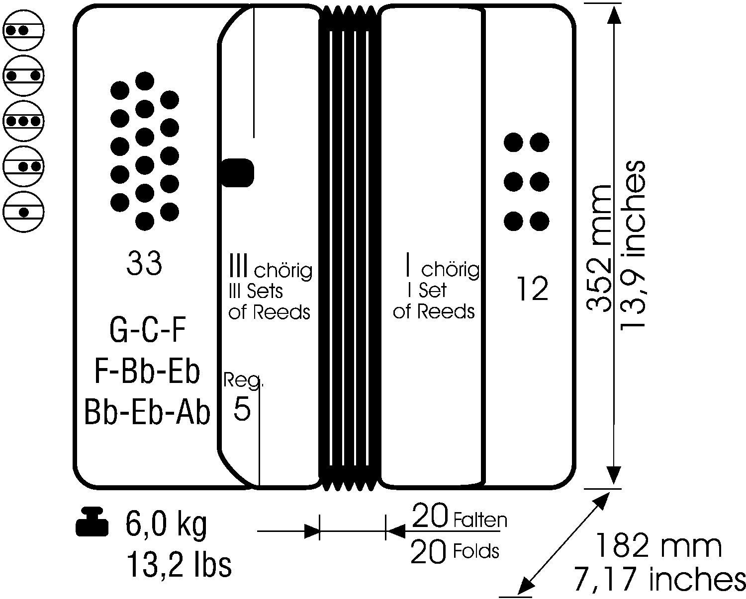 Weltmeister 620 Steirische Harmonika Helikon, G/C/F, 33/12/, Koffer -Aussteller-_00012955_