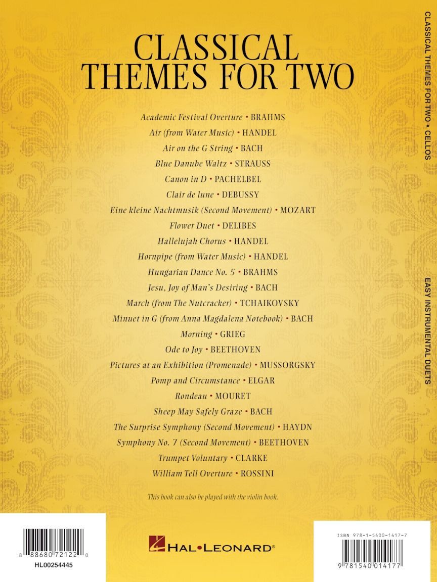 Noten Classical themes for two - 2 Cello Violoncello Duette 24 Titel HL254445