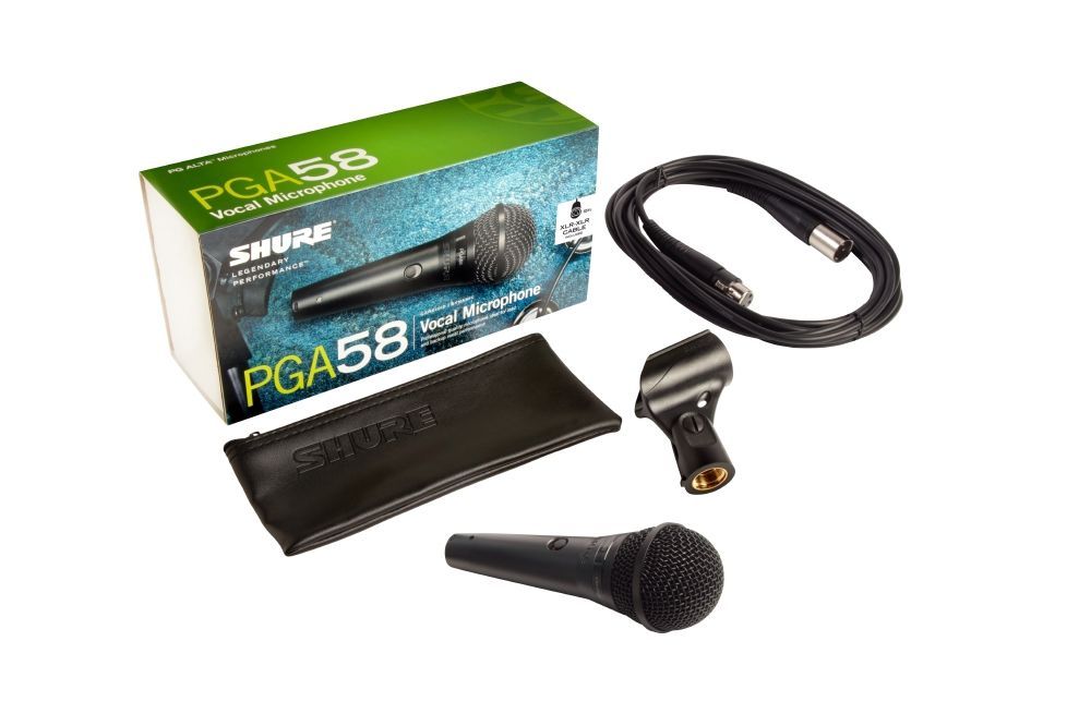 Shure PGA58 XLR Dynamisches Gesangsmikrofon mit Schalter und XLR Kabel 4,5m lang