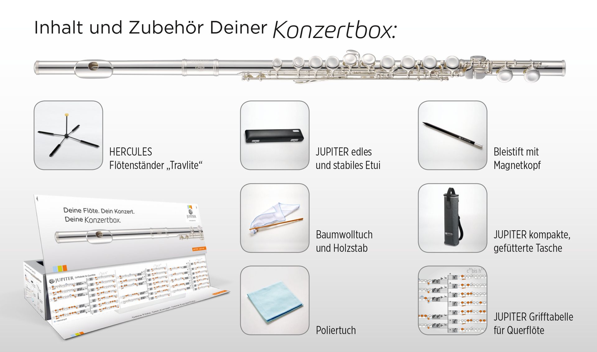 Jupiter JFL-700-EC Querflöte C-Box , Neusilber versilbert, geschl.Klappen