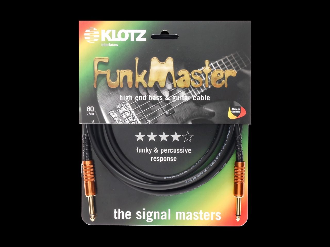 Klotz Funkmaster Gitarrenkabel, 6,3mm Klinke/Klinke, 6m , schwarz  
