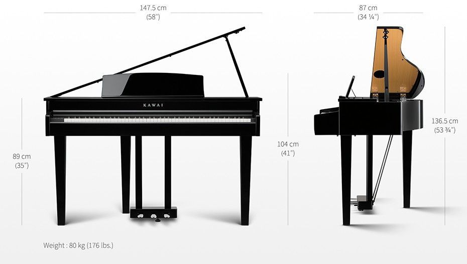 KAWAI DG-30PE Digital-Flügel schwarz poliert mit Responsive Hammer III Tastatur