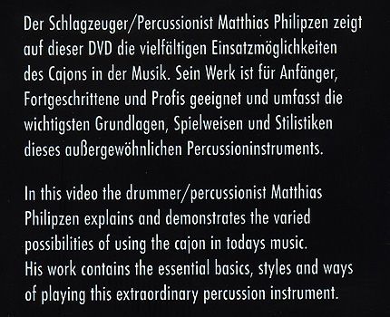 DVD CAJON Matthias Philipzen umfasst Grundlagen & Styles