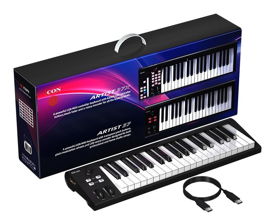 iCon Pro Audio Artist 49 Masterkeyboard mit 49 Tasten, USB / Midikeyboard _00055029_