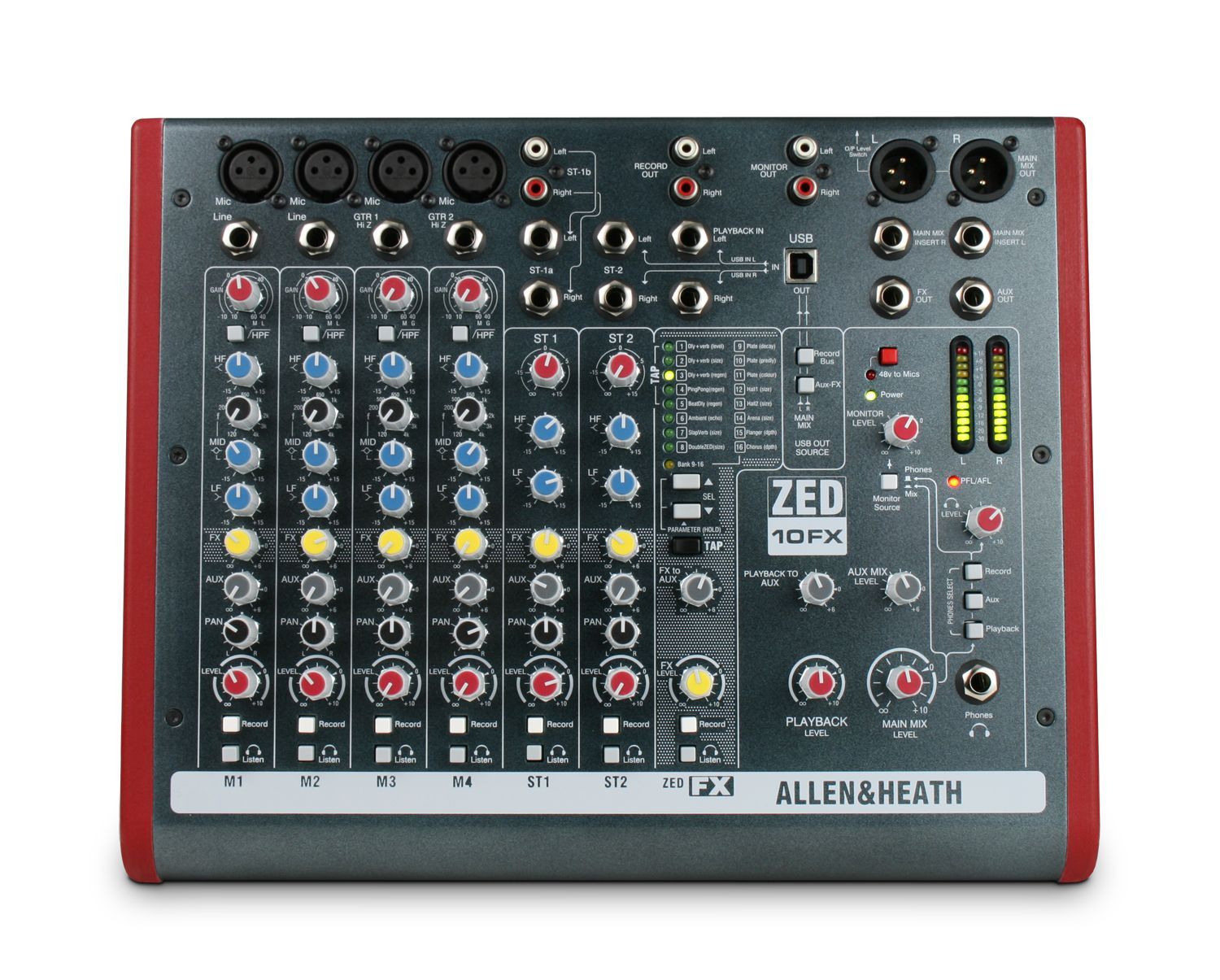 Allen & Heath ZED-10FX Mixer, 4 Inputs + 2 StereoIN, Effekte, USB