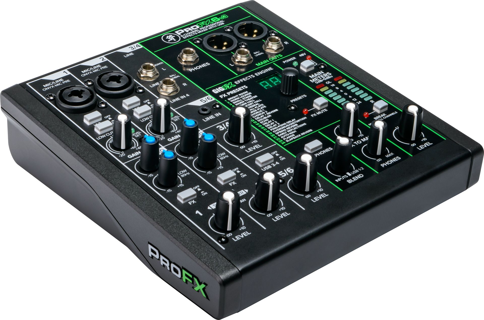 Mackie ProFX6v3 Mischpult 6-Kanal Mixer inkl. Effektgerät, USB-Anschluss