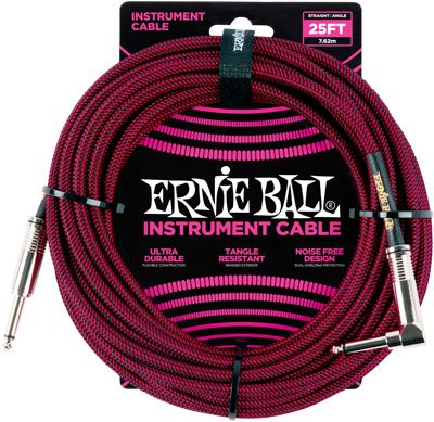 Ernie Ball EB6062 Instrumentenkabel  Gewebe 7,62m lang  gerade/gewinkelt