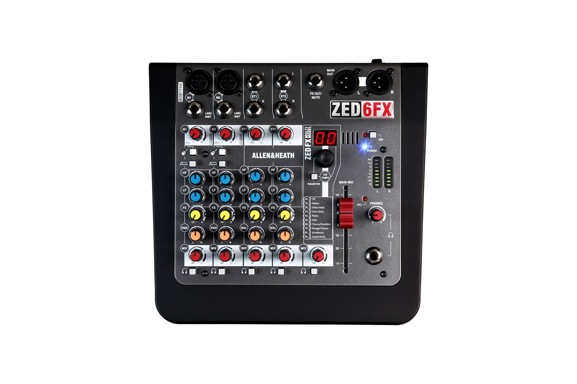Allen&Heath ZED-6 FX Kleinmixer mit Effektgerät, 6 Kanal Mischpult 