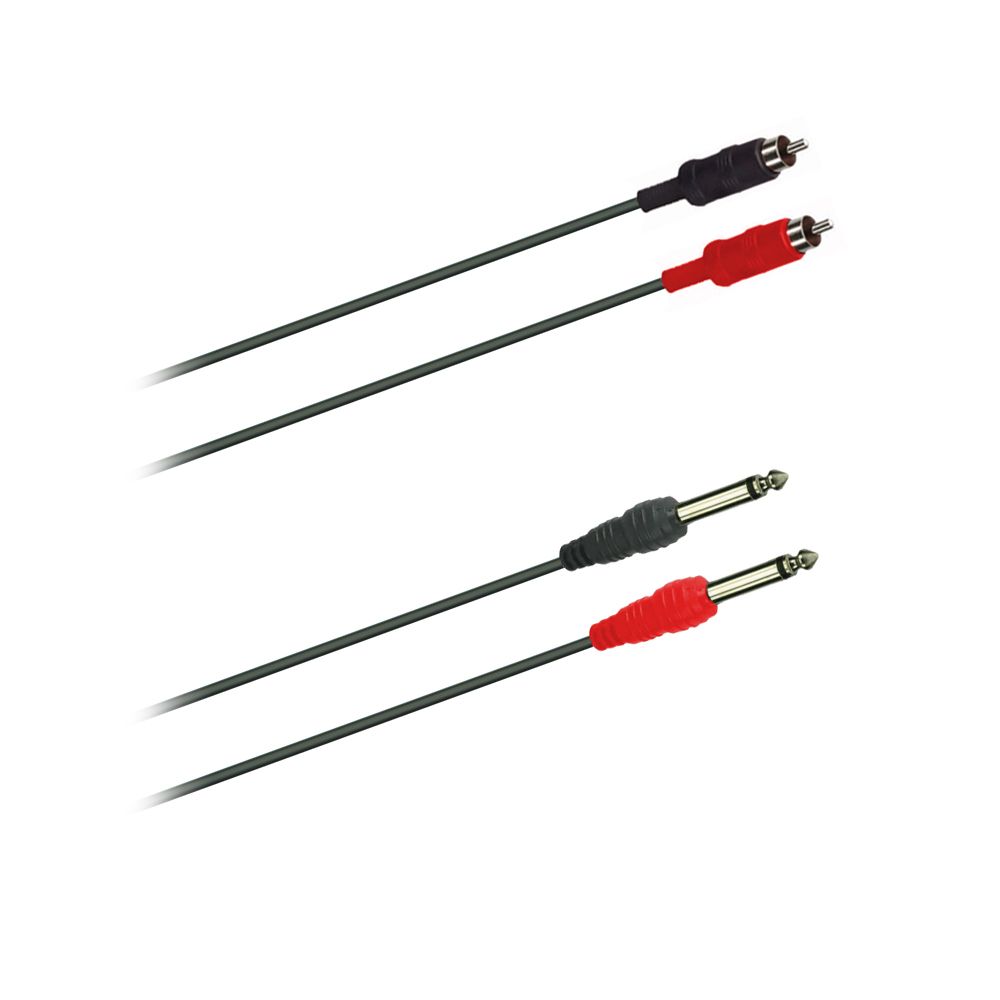 Cinchkabel, 2x Cinchstecker 2x 6,3mm Mono Klinke, 1,5 Meter, schwarz