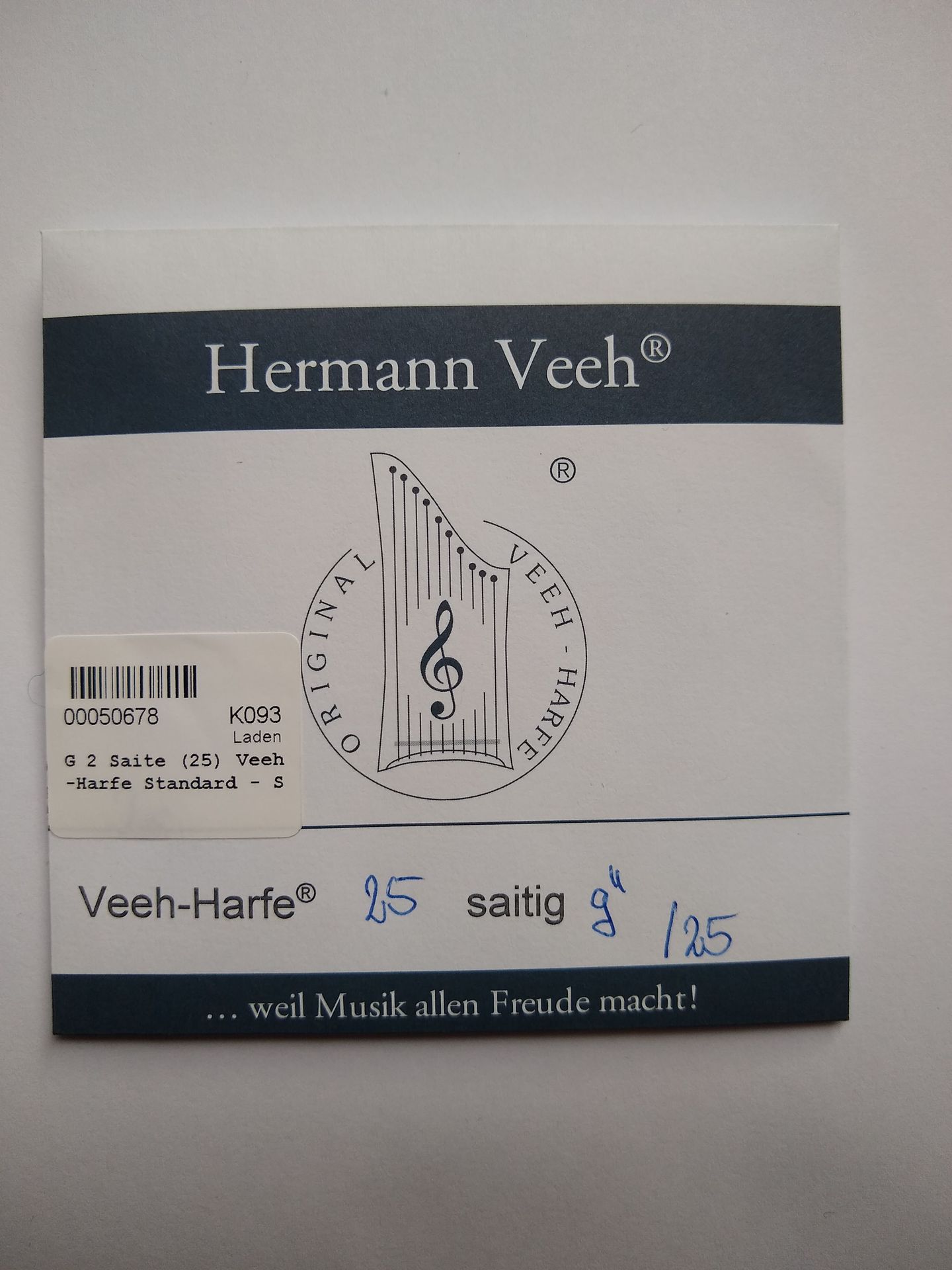 G 2 Saite (25) Veeh-Harfe Standard - Stahl blank,  Basis + Standard Veeh Harfen_00050678_