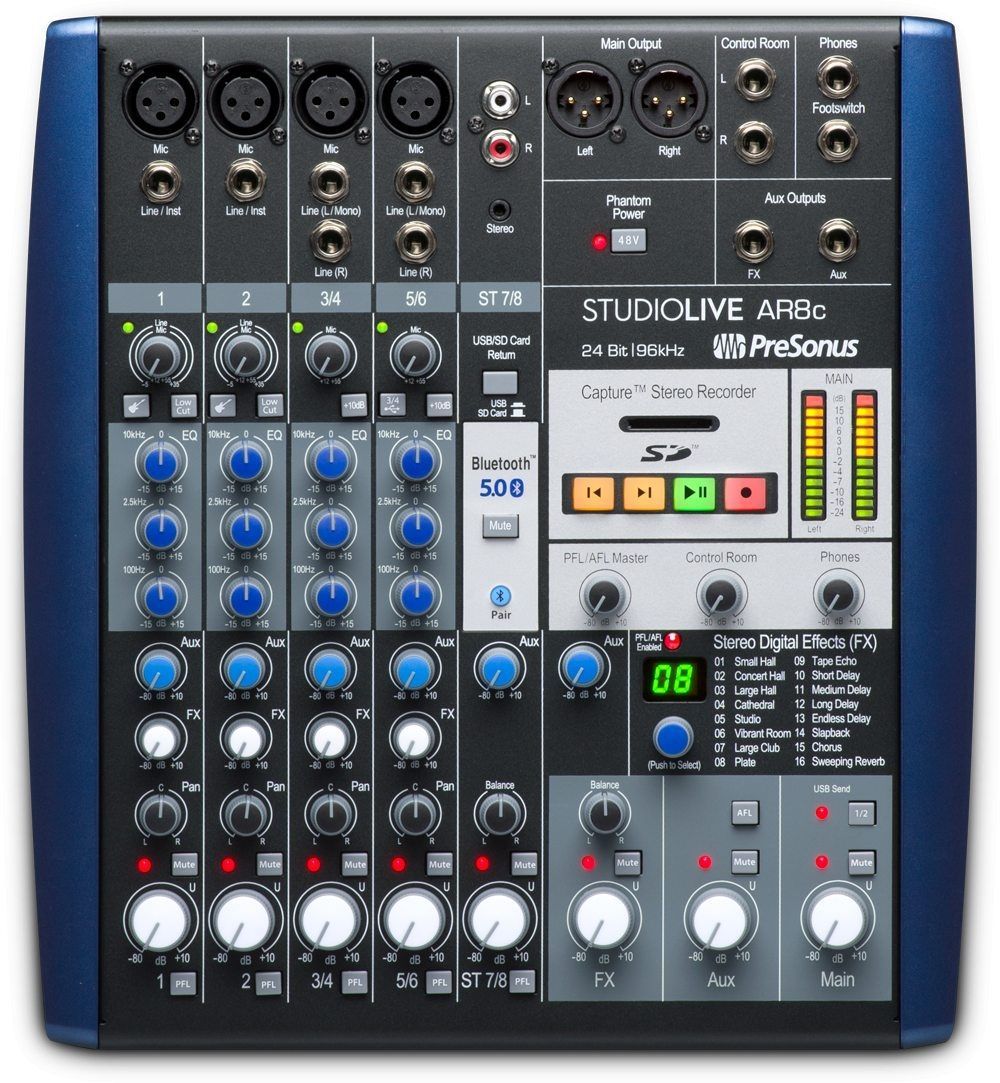 Presonus StudioLive AR8c 8-kanaliges Analogmischpult mit USB-Audiointerface