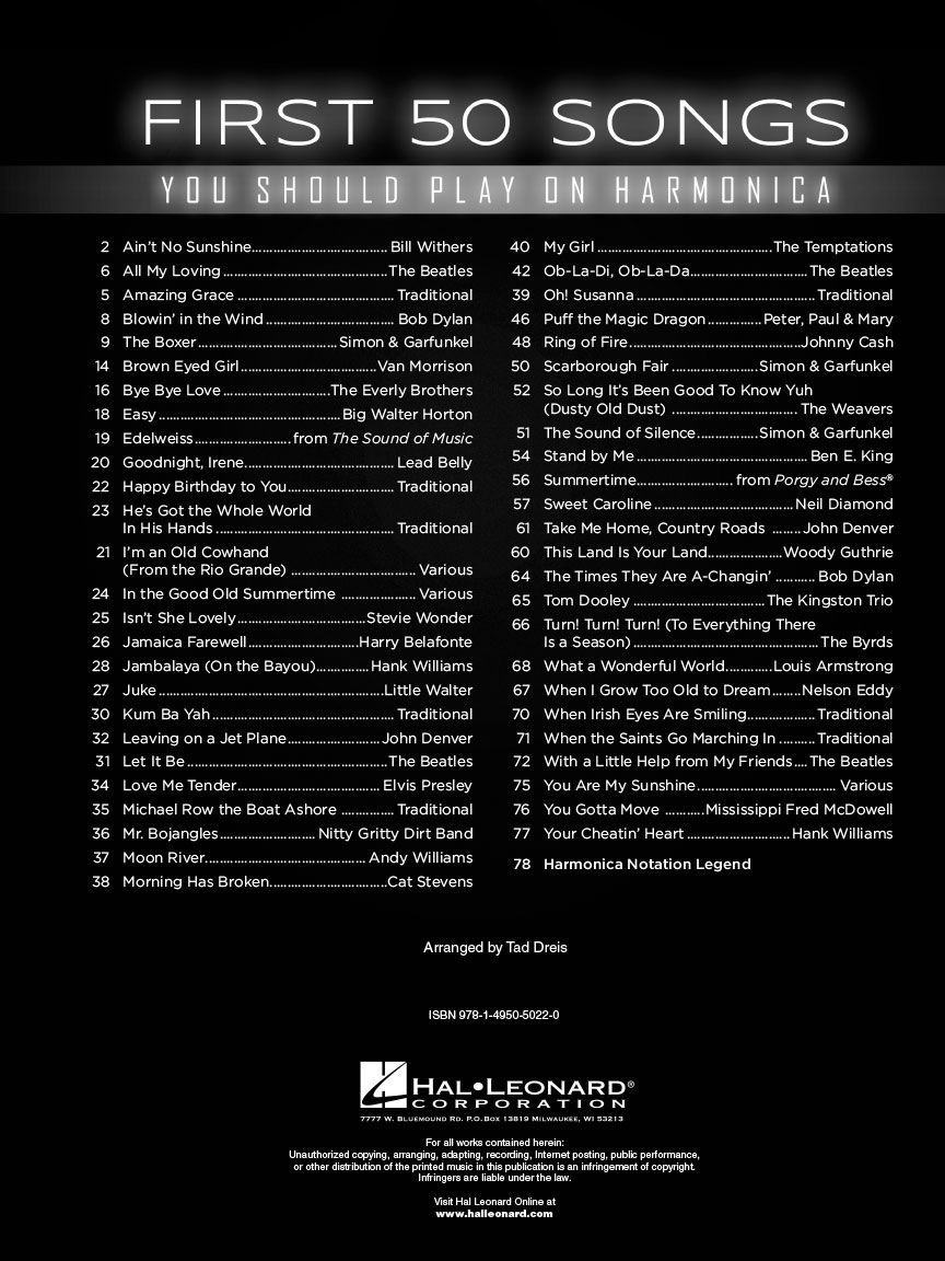 Noten First 50 songs you should play on harmonica Mundharmonika HL 152493_00042268_