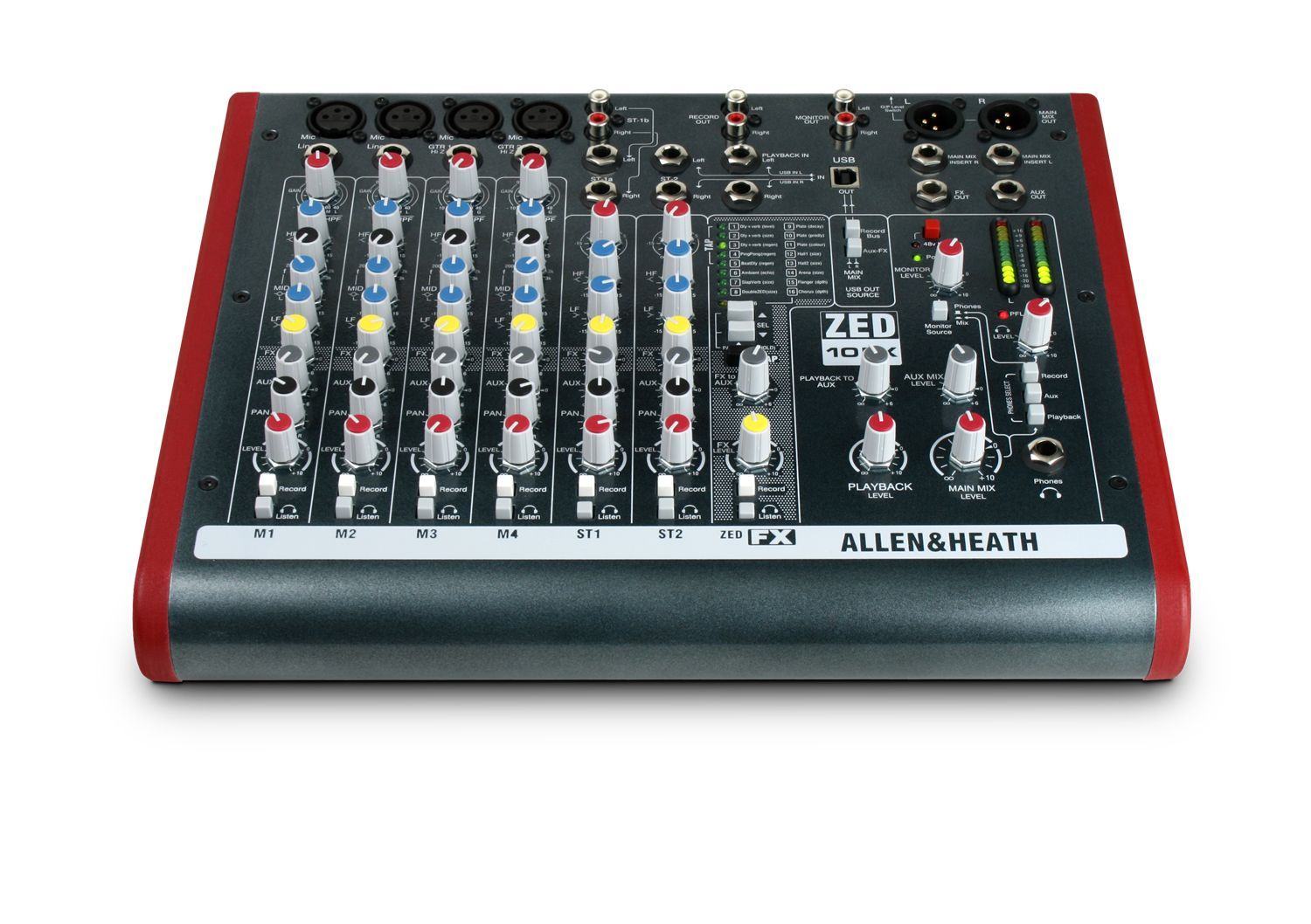 Allen & Heath ZED-10FX Mixer, 4 Inputs + 2 StereoIN, Effekte, USB