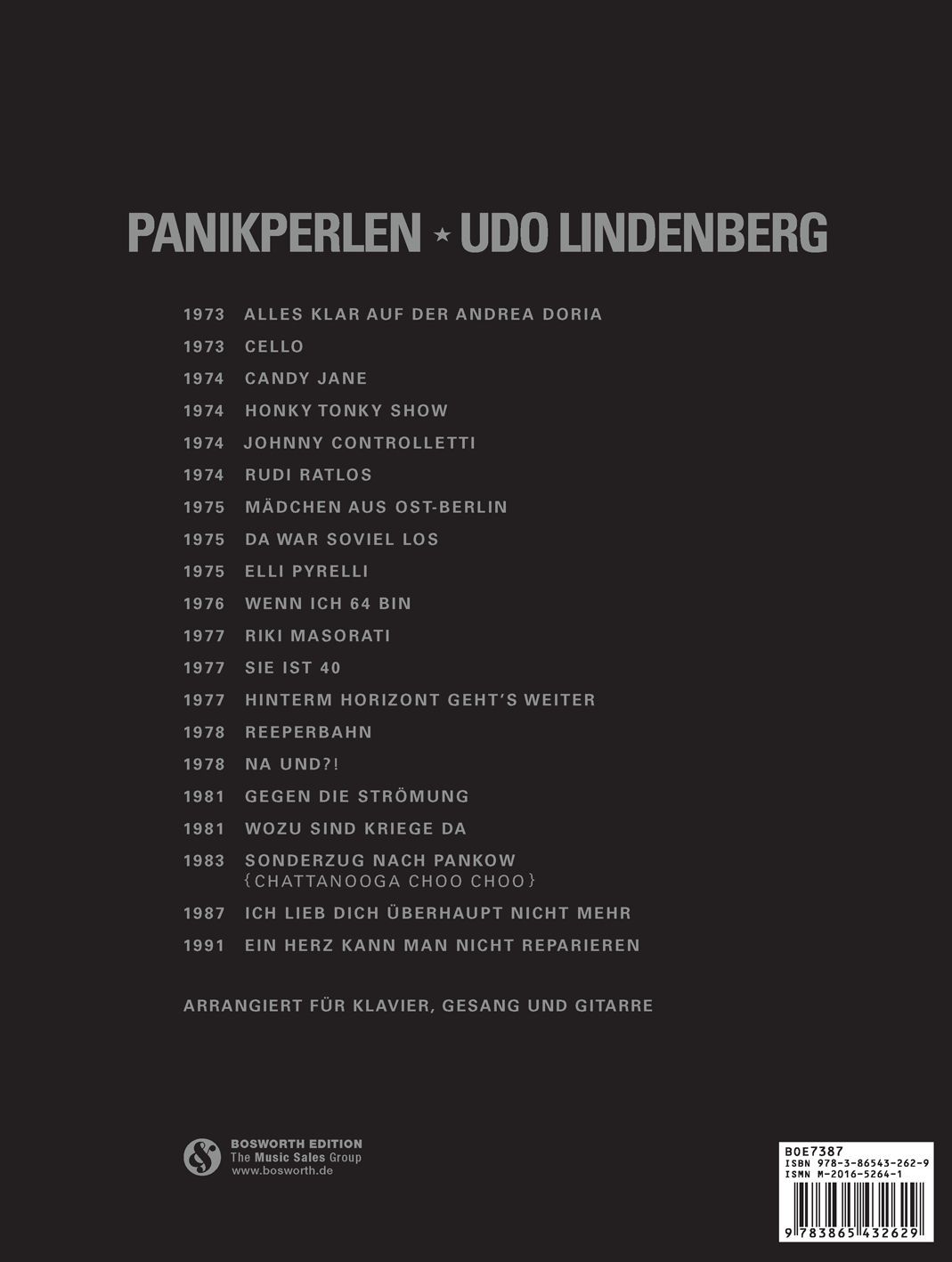Noten Panikperlen - Das Beste von Udo Lindenberg Boe 7387