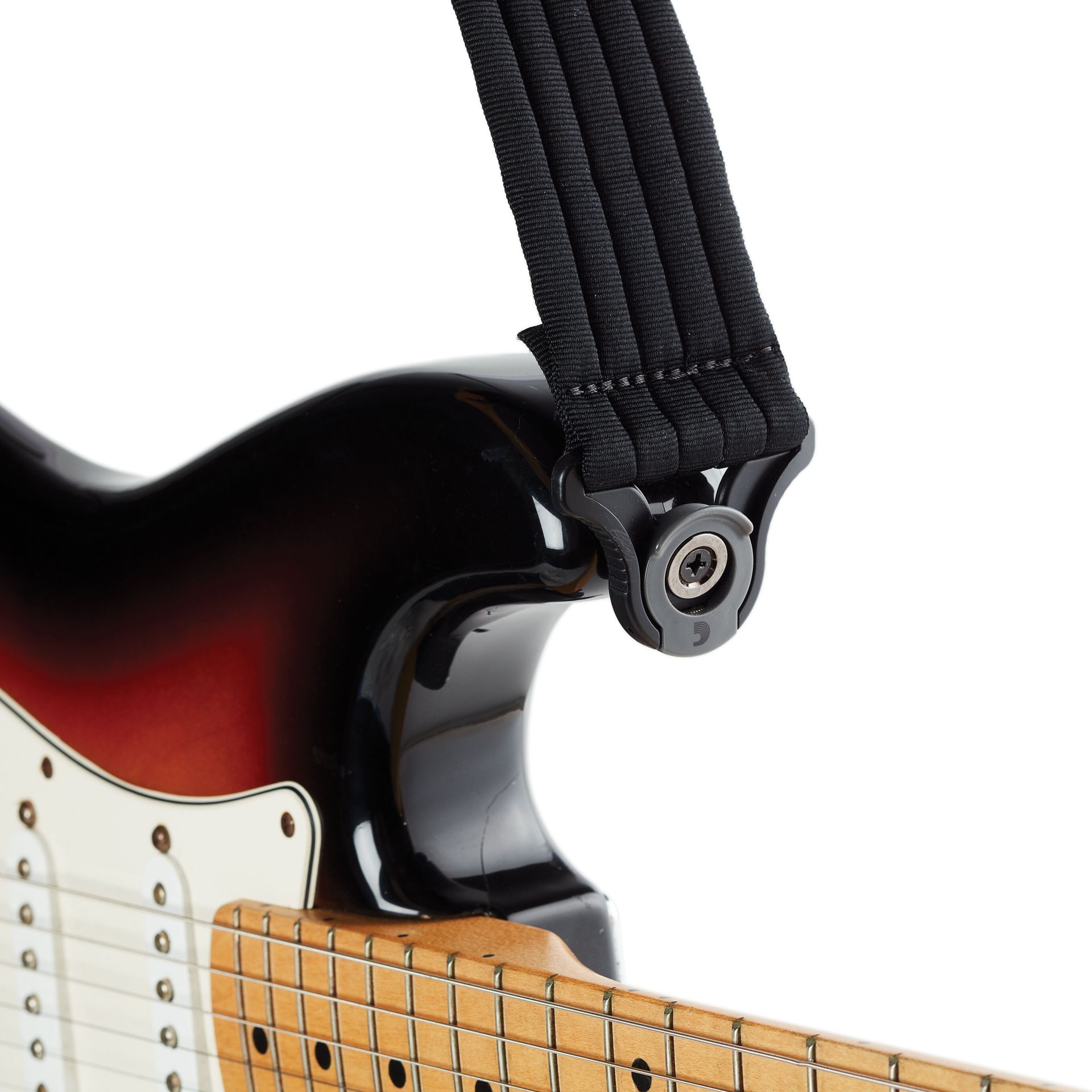 D’Addario Auto Lock Guitar Strap Black Padded Stripe 50BAL01