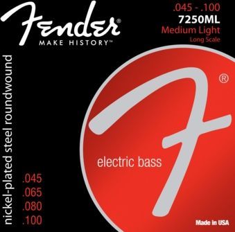 Fender 7250ML E-Bass Saiten, Nickel Plated Steel 4 String Bass 045-100