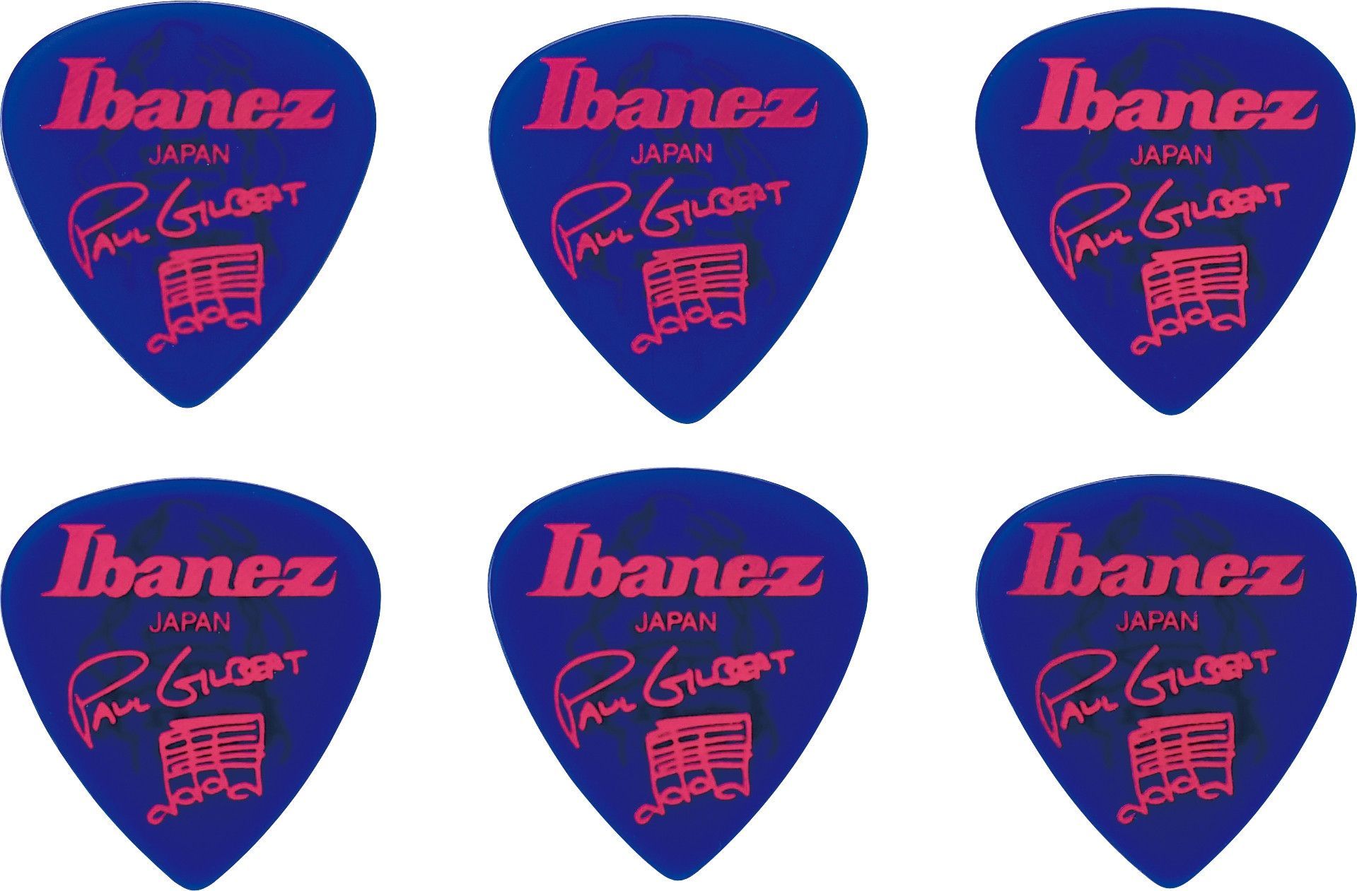 Ibanez Paul Gilbert Guitar-Pick Blue 6er Pack Celluloid Plektren Heavy 1mm _00027968_