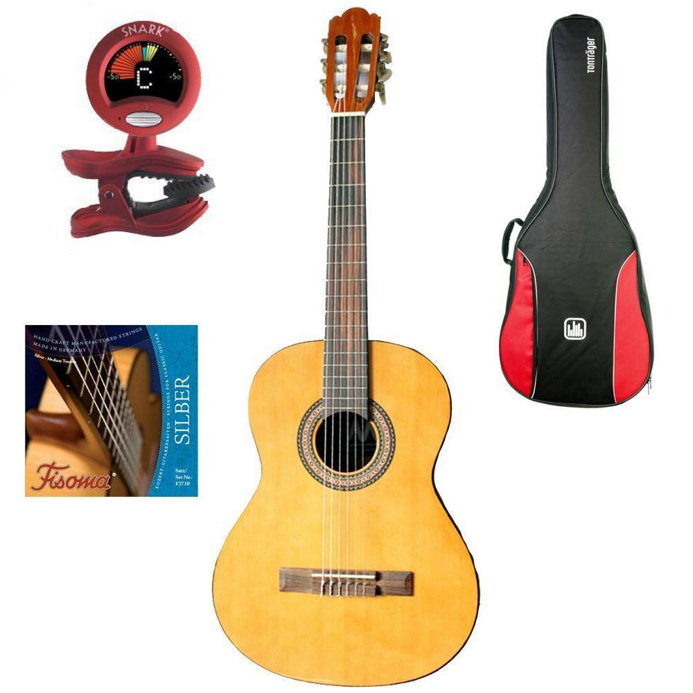 MarkGuitar Junior 3/4 Konzertgitarrenset Paket: Gitarre, Tasche, Tuner & Saiten