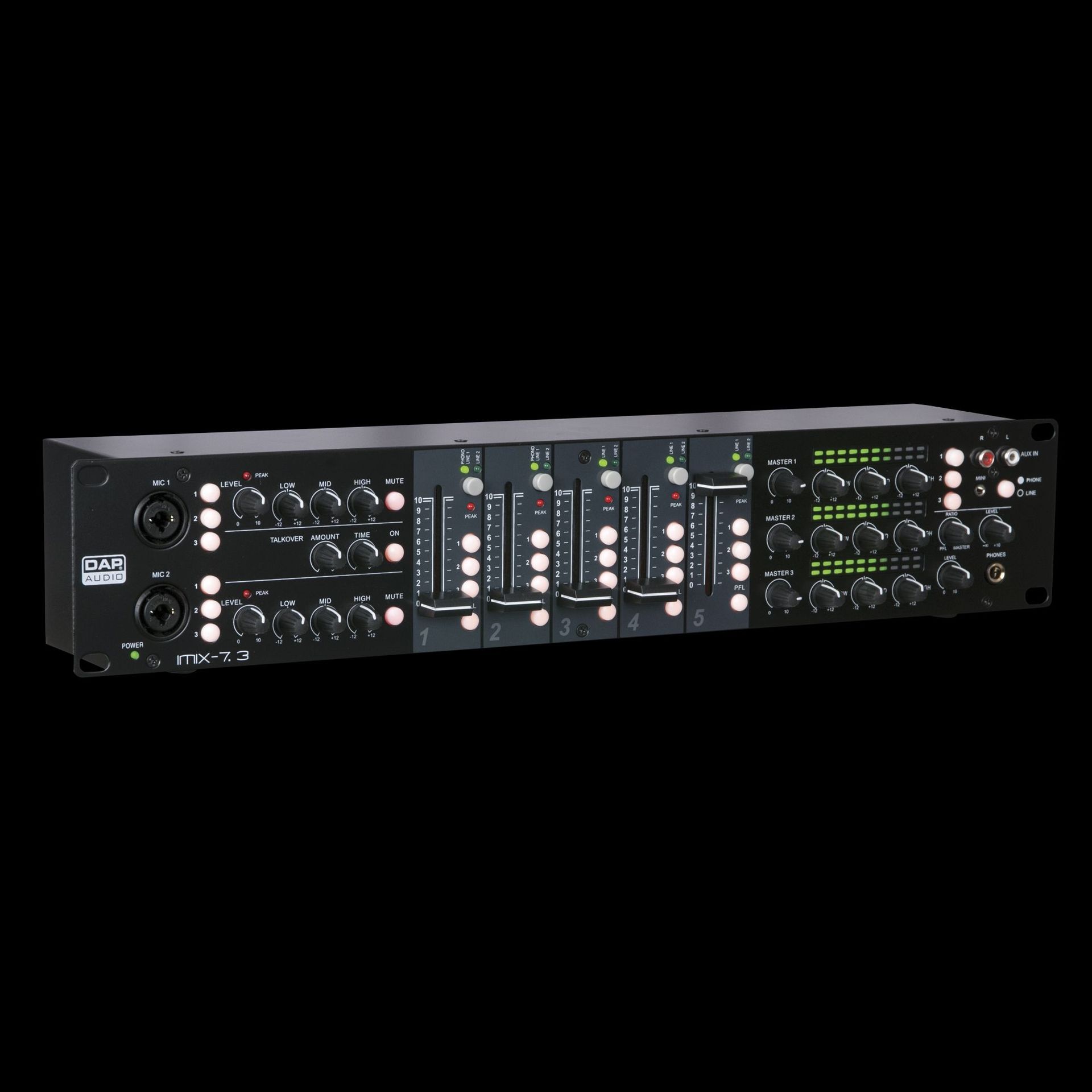 DAP IMIX-7.3 7-Kanal, 3 Zonenmixer 19", 2HE