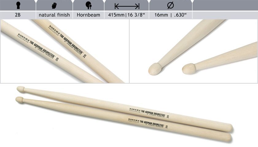 Rohema 2B Classic Weißbuche Drumsticks 613221