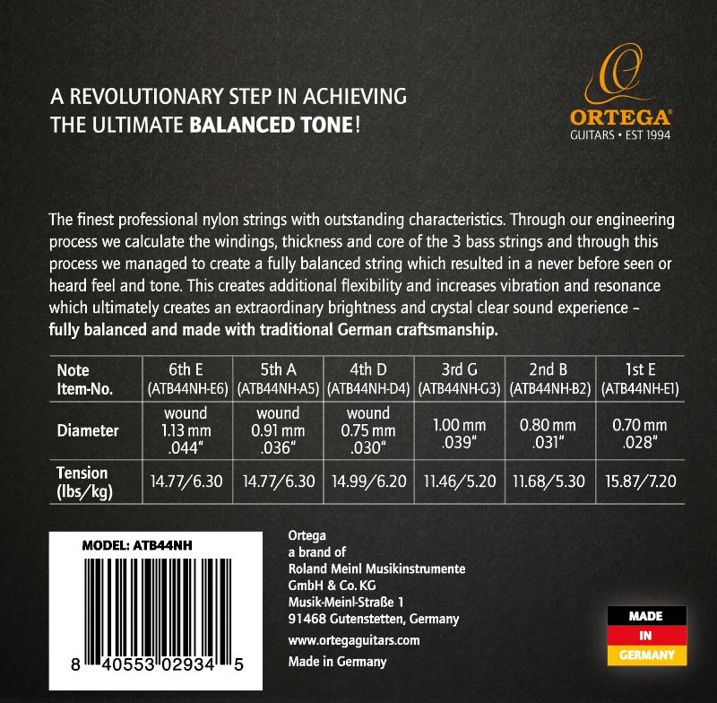 Ortega ATB44NH Saitensatz für Konzertgitarre Hard Tension