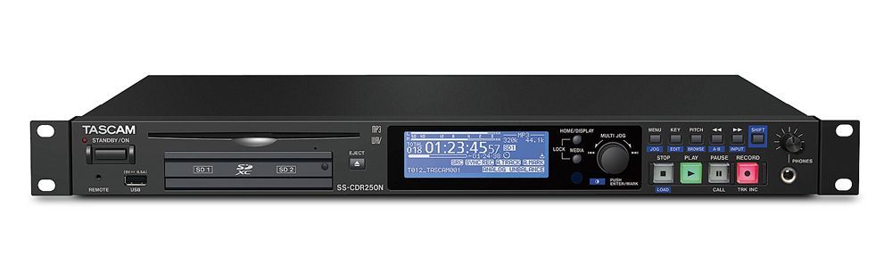 Tascam SS-CDR250N 19" 1 HE Netzwerkfähiger Solid-State-/CD-Audiorecorder 