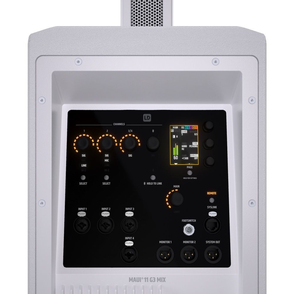 LD Systems Maui 11 G3 MIX W Cardioid Säulen PA System mit Digitalmixer, Weiß