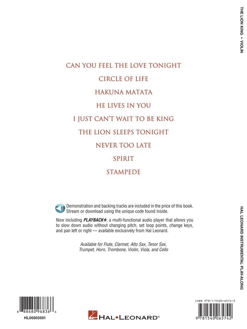 Noten The Lion King for Violin HL303501 Hal Leonard incl. online-Audio