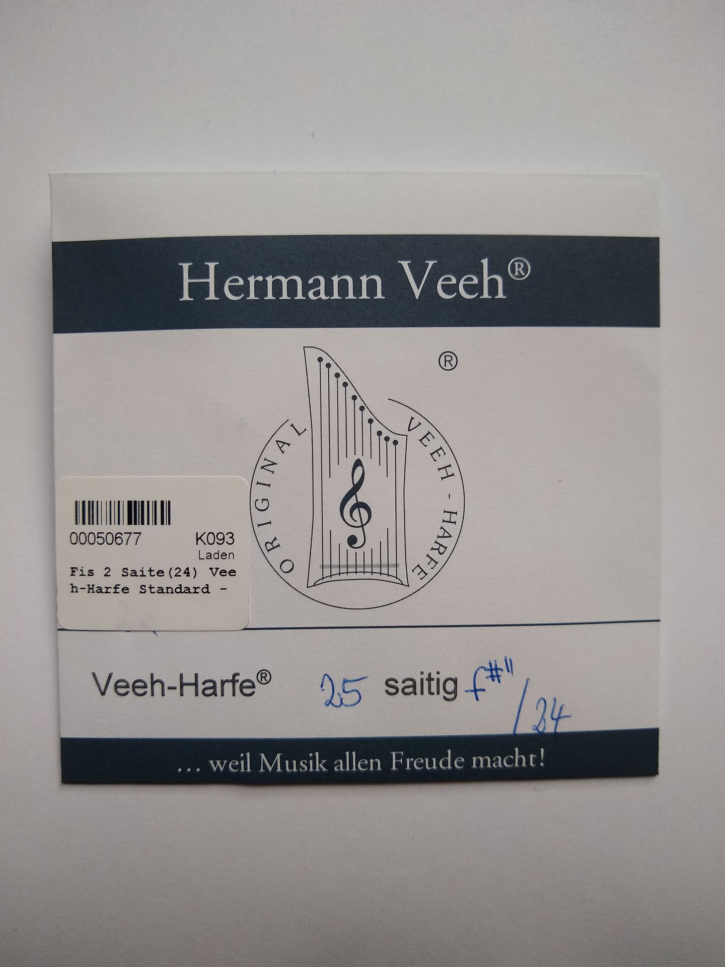 Fis 2 Saite(24) Veeh-Harfe Standard - Stahl blank,  Basis + Standard Veeh Harfen