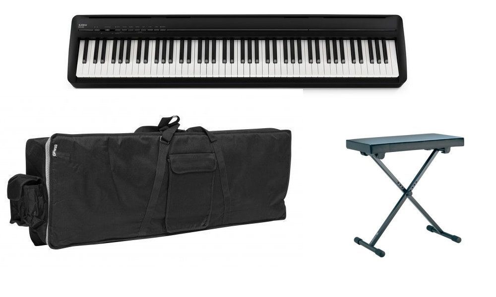 KAWAI ES-120B Stage-Set schwarz +  Tragetasche + K&M Sitzbank, verstellbar