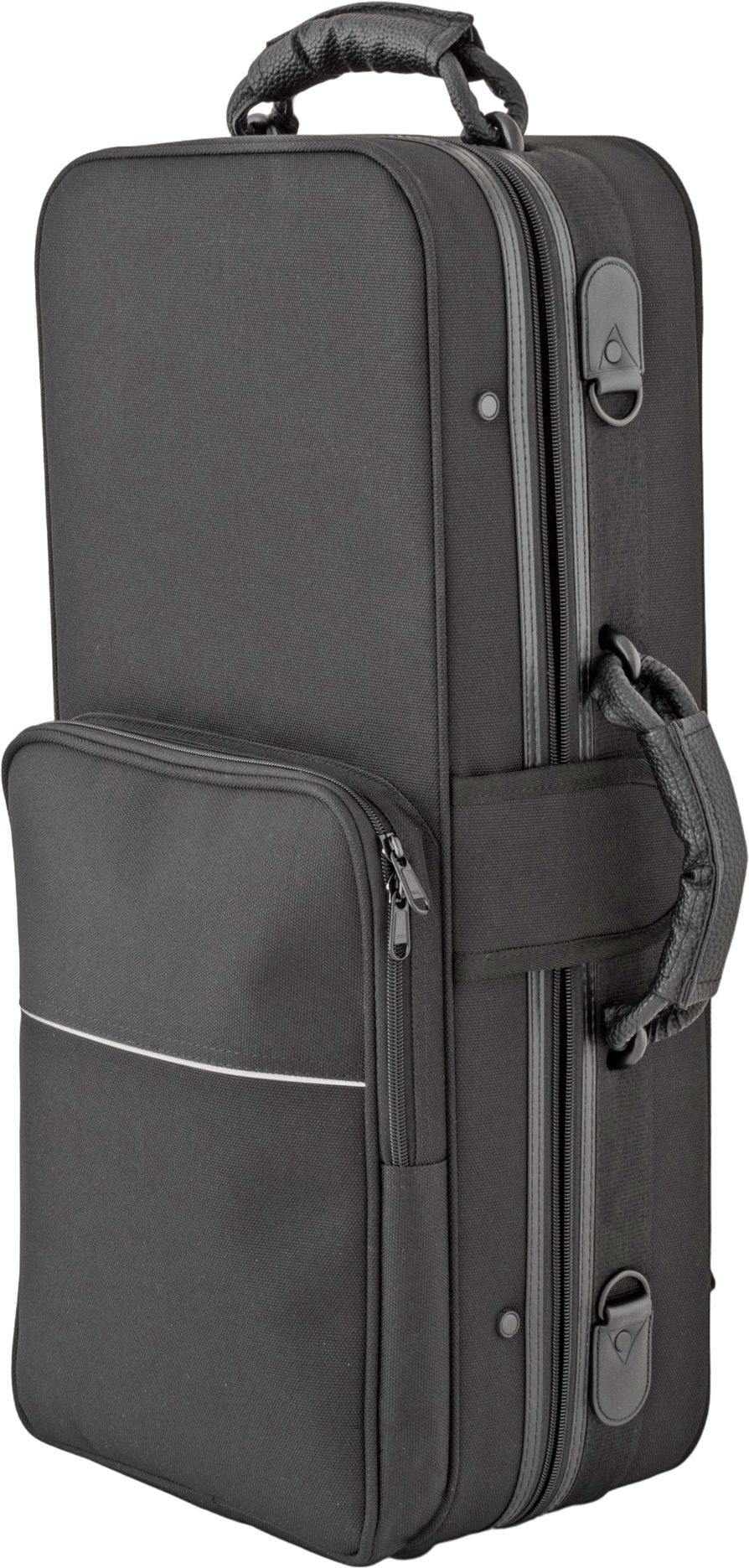 Koffer-Etui Altsaxophon"Retro" schwarz Rechteckform mit Rucksackgurten