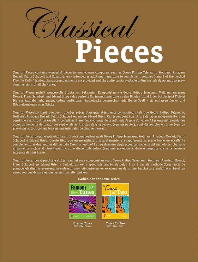 Noten Classical Pieces incl. Audio download für Violine / Geige DHP1074229-404