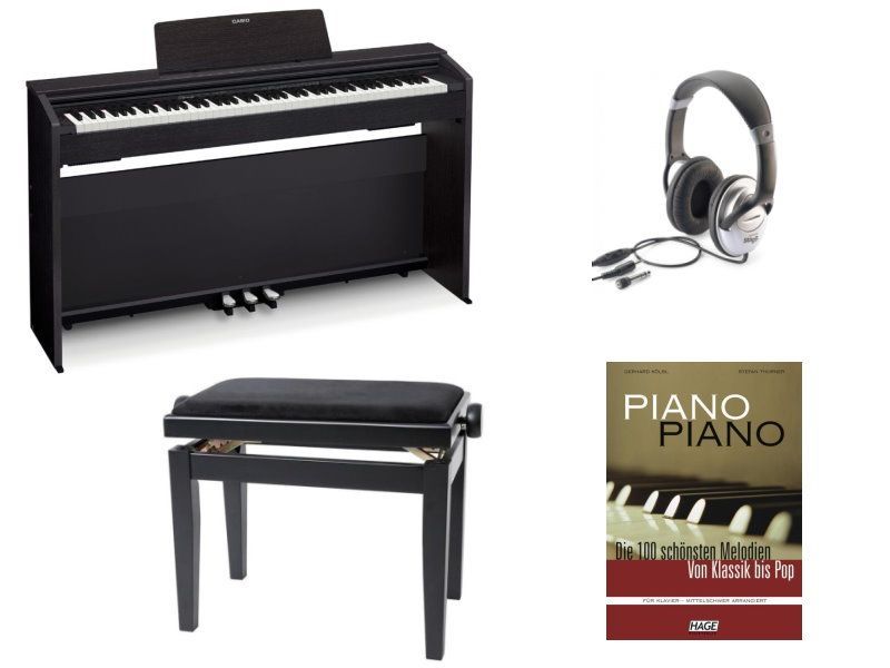 Casio PX-870-BK SET Digitalpiano schwarz + Pianobank,Kopfhörer u.a. Zubehör