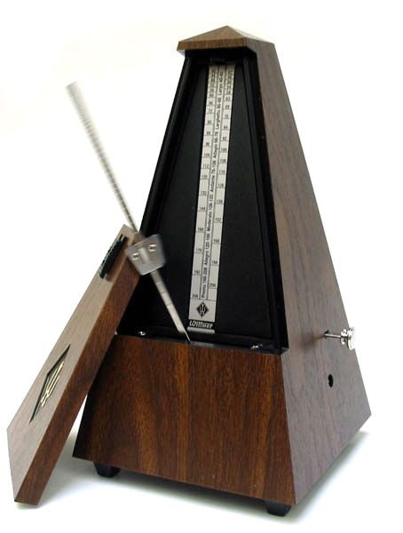 Wittner 855 Metronom mit Glocke, mechanisches Pyramiden-Pendel-Taktell, nußbaum_00008081_