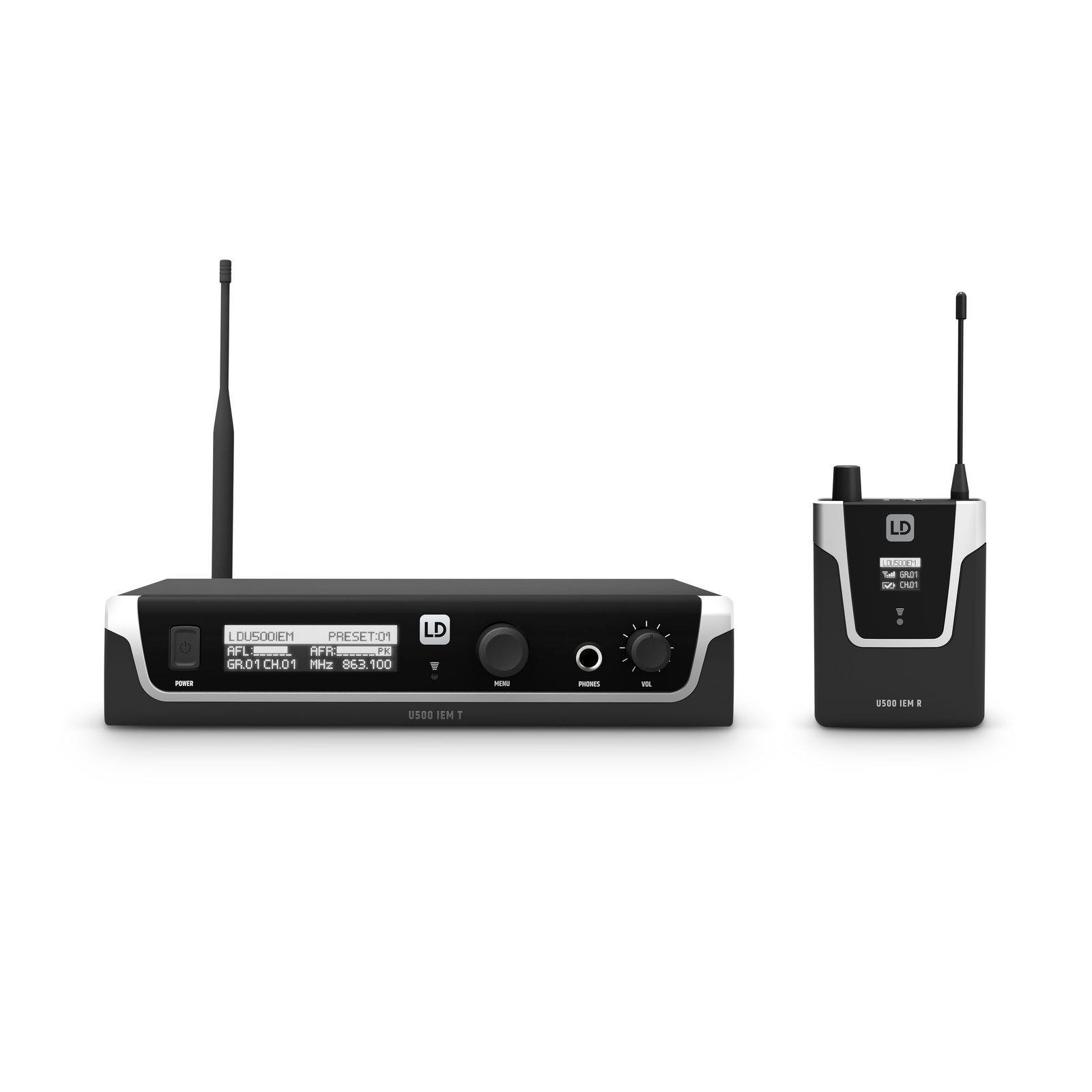 LD Systems U508 IEM In-Ear Set 823 - 832 MHz und 863 - 865 MHz , 9,5"