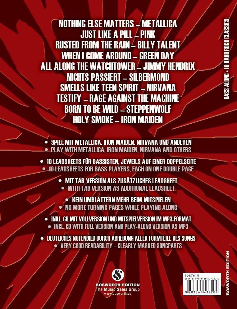 Noten Bass along 3 Buch & CD 10 Hard Rock classics BoE Bosworth 7618  playalong_00026905_