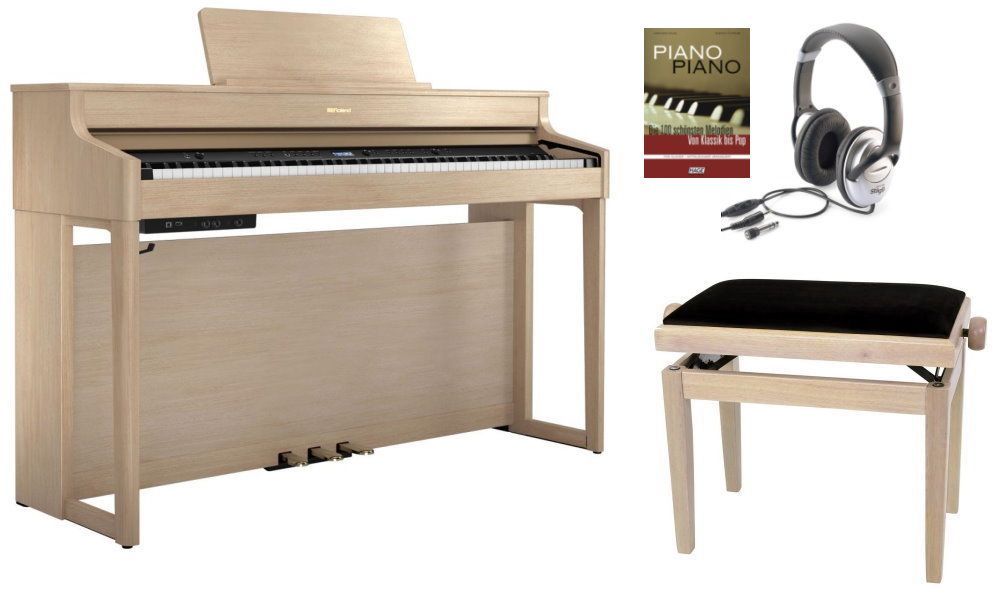 Roland HP-702LA Set Piano Eiche hell  mit Klavierbank u Stereo Kopfhörer