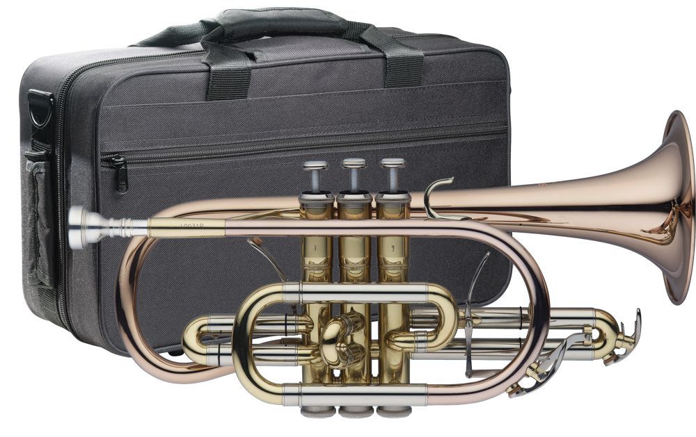 Levante LV-CR6105 Bb-Kornett Goldmessing, Bohrung 11,90mm, incl.Etui u. Zubehör