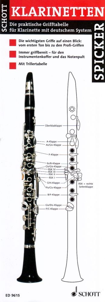 Noten Klarinettenspicker DIE Grifftabelle mit deutschem System Schott ED 9615 